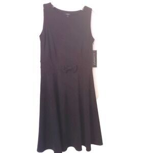 NWT Elementz Womens Sleeveless Black Bow Waist Fit & Flare Dress - Size S